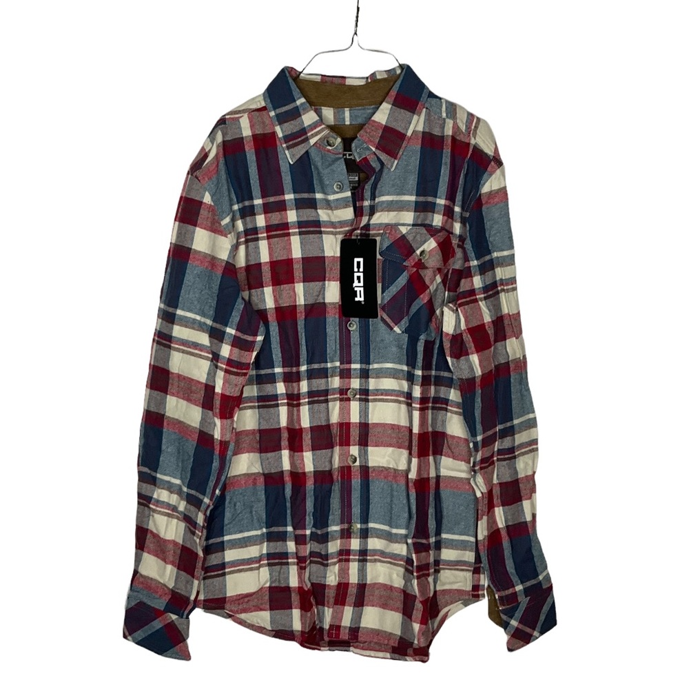 CQR NWT All Cotton Flannel Long Sleeve Casual Button Up Plaid Shirt